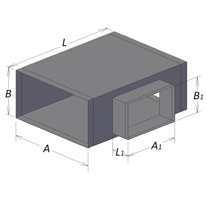 Площадь тройника прямоугольного сечения