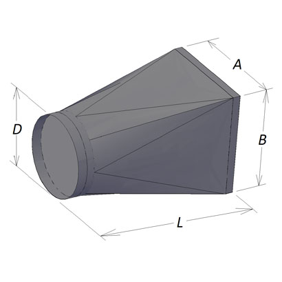 Площадь перехода круглого на прямоугольное сечение
